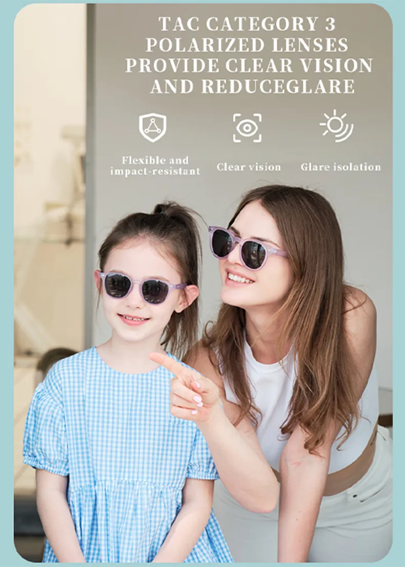 KiGO California kids sunglasses prescription​ use t=TAC category 3 polarized lenses, providing clear vision and reduceglare.