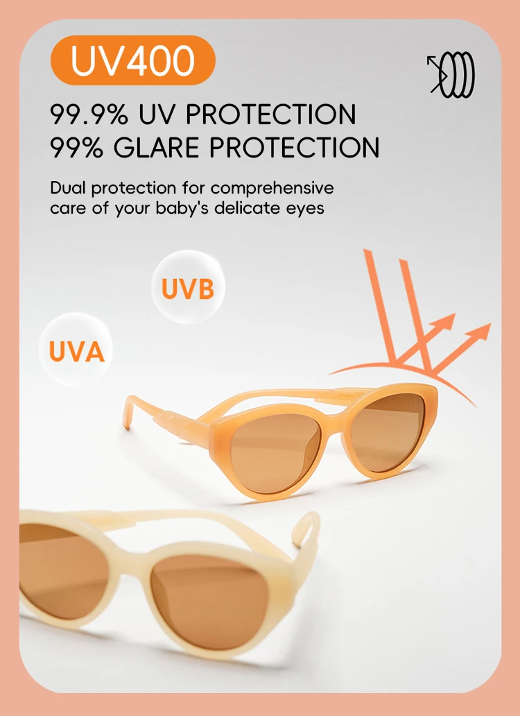 KiGO California bpa free sunglasses​ can block 99% UV rays and 99% glare. Dual protection for comprehensive care of your baby's delicate eyes.