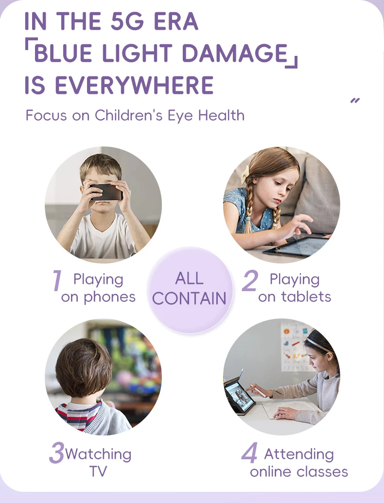 KiGO California anti-blue light glasses are suitable for those children who are olaying on phones, playing on tablets, watchig TV and attending online glasses.