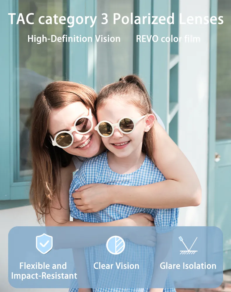 KiGO kids sunglasses beanie use TAC category 3 polarized lenses. When you wearing it, you can have a high-definition vision.