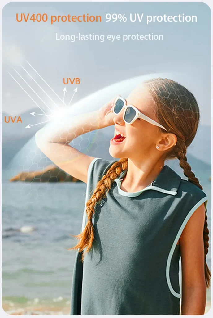 The KiGO California best sunglasses for kids can provide UV400 protection and 99% UV protection, long-lasting eye protection