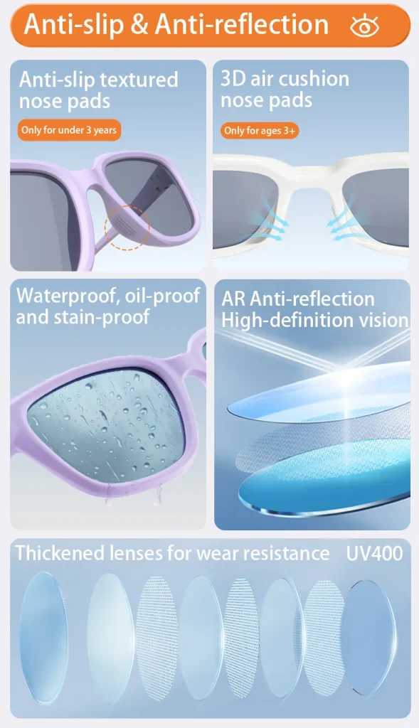 cheap kids aviator sunglasses​ are anti-slip and anti-reflection