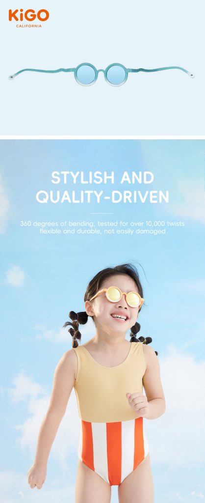 KiGO sunglasses for girls can 360 degree blending, tasted for over 10,000 twisit flexible and durable , not easy damageed.