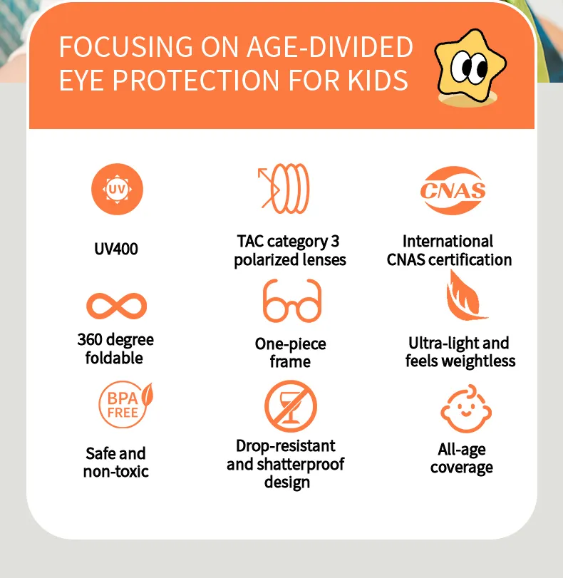 KiGO California polarized sunglasses for kids​ focusing on age-devided and eye protection for every kids.