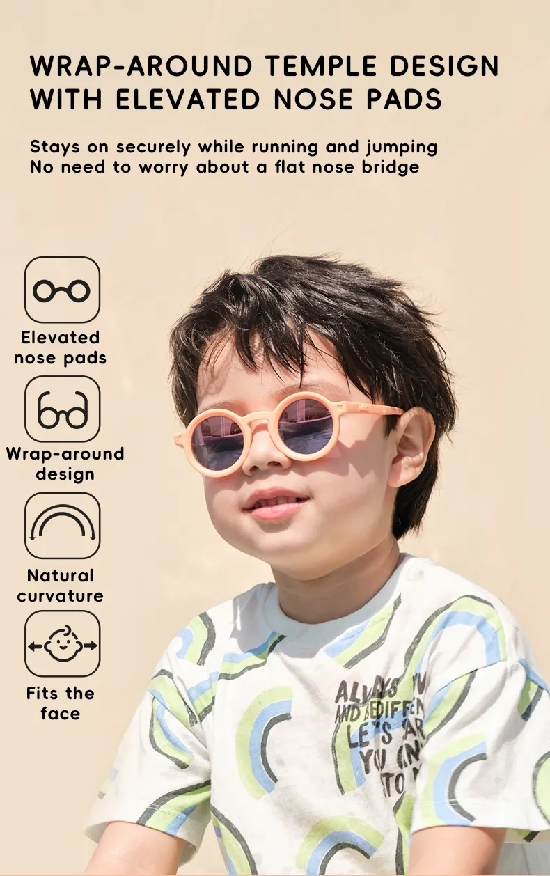 Shop sunglasses on sale kids'​ in KiGO California shop. Our sunglasses stays on securely while running and jumping. No need to worry about a flat nose bridge.